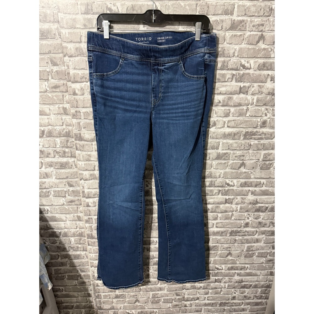 Torrid Lean Jean Slim Boot Super Soft Medium Wash Pull On Jeans Womens 00R